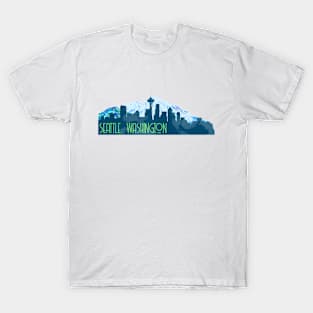 Seattle Skyline Mount Rainier Decal T-Shirt